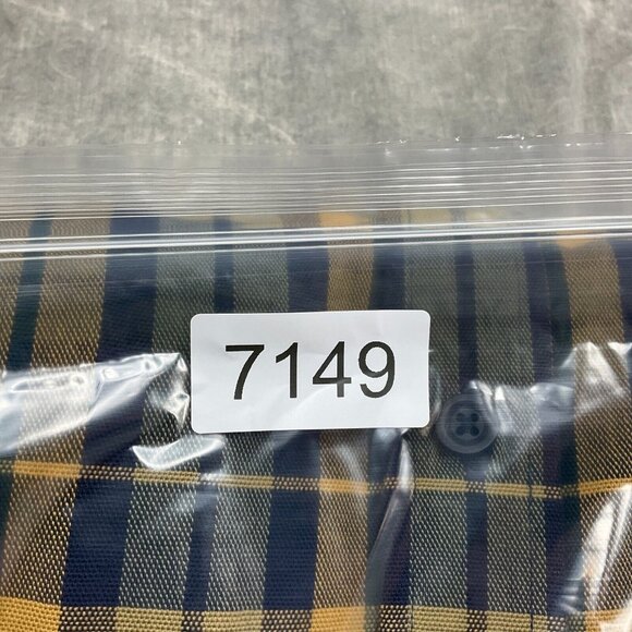 LL Bean Men Shirt XLarge Tall Blue Yellow Plaid Heavy Canvas Traditional Fit VTG - Picture 12 of 12